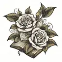 open books with roses blooming tattoo design idea