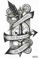 forearm tattoo historical arrow, compass, anchor intertwined tattoo design idea