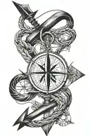 forearm tattoo historical arrow, compass, anchor intertwined tattoo design idea