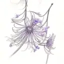 Honeysuckle with Aster and with Violet bouquiet  tattoo design idea