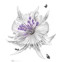 Honeysuckle with Aster and with Violet bouquiet  tattoo design idea