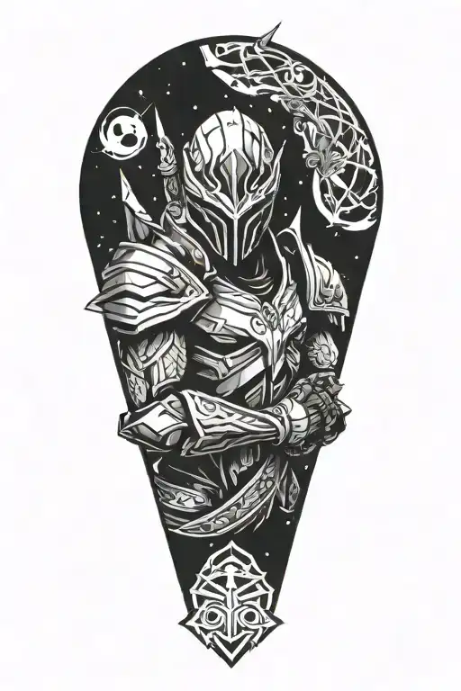 Galaxy Slayer ZED league of legends character surrounded tattoo design idea