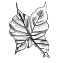 A simple rectangular tattoo featuring the veining of a pothos leaf tattoo design idea