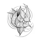 A stunning blackwork tattoo featuring a pothos leaf transforming into a crescent moon, symbolizing growth and transformation tattoo design idea