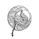 A simple tattoo featuring the veining of a pothos leaf transforming into a full moon tattoo design idea