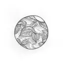 A simple tattoo featuring the veining of a pothos leaf transforming into a full moon tattoo design idea