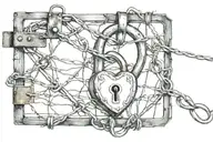 barb wire heart shaped lock tattoo design idea