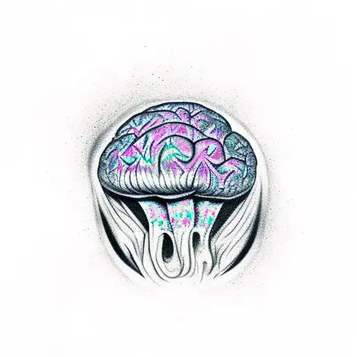 overthinking mushroom brain tattoo design idea