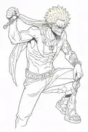 corazon (one piece) cuts the ties of doflamingo who controls trafalgar law tattoo design idea