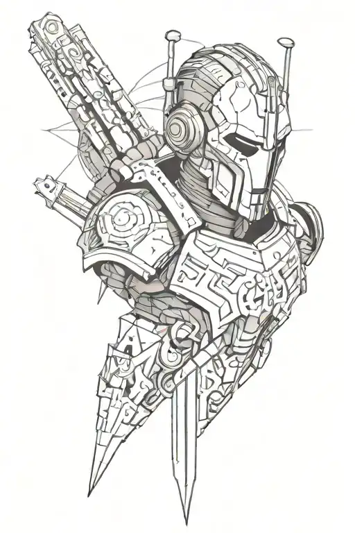 witcher runes merging into a doctor who  cyberman head for the forearm tattoo design idea