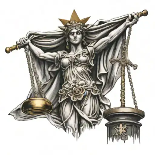 statue justice faucheuse drapeau français  tattoo design idea
