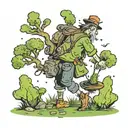 person collecting moss tattoo design idea