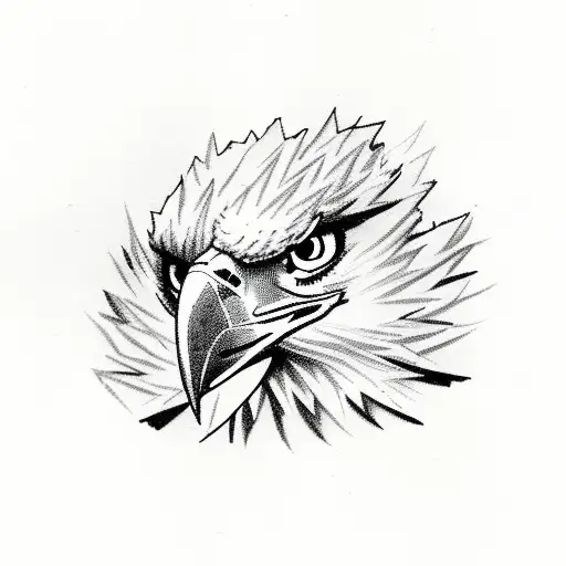cursed texts with eagles on side tattoo design idea