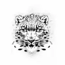 floral full body snow leopard  tattoo design idea