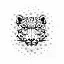 floral full body snow leopard  tattoo design idea