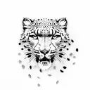 floral full body snow leopard  tattoo design idea