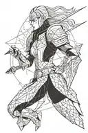 lady in full armour of God tattoo design idea