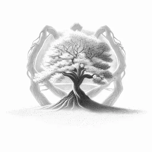 A tree with two branches representing the sons, with the father as the trunk tattoo design idea