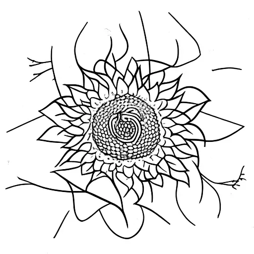 triangle made from sunflower, almond branch, grape vine  tattoo design idea