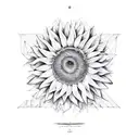 triangle shape which made from sunflower, almond branch, grape vine  tattoo design idea