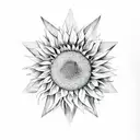 triangle shape which made from sunflower, almond branch, grape vine  tattoo design idea