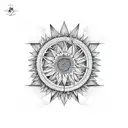 triangle shape which made from sunflower, almond branch, grape vine  tattoo design idea