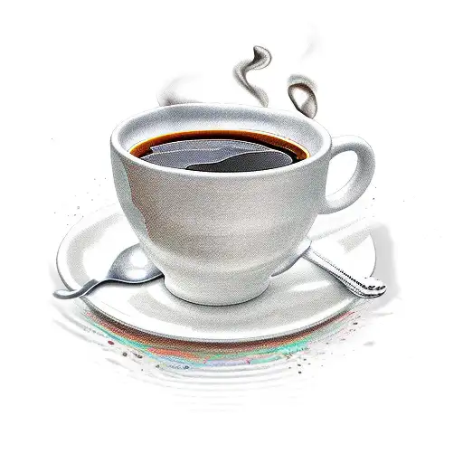 Cup of coffee with a little bit of spill tattoo design idea