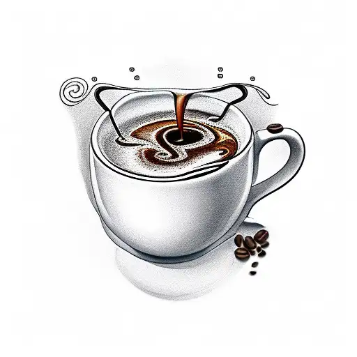 Cup of coffee with a little bit of spill tattoo design idea