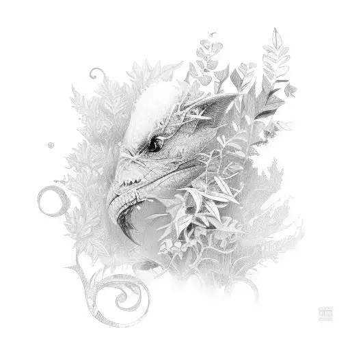 pink foliage tattoo design idea