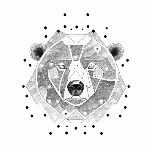 Aurora Borealis forming the shape of a bear tattoo design idea