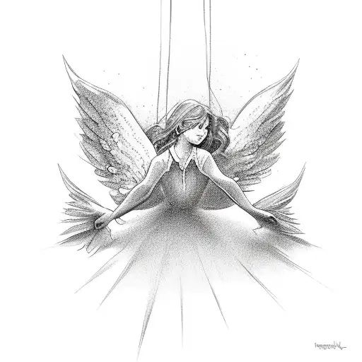 angel falling tattoo design idea