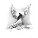 angel falling tattoo design idea