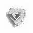 Money raining down on a heart-shaped psychology symbol tattoo design idea