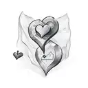 Money raining down on a heart-shaped psychology symbol tattoo design idea