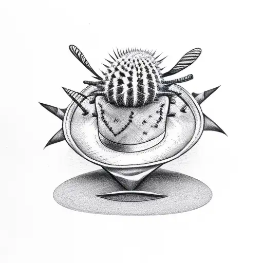 A cactus wearing a fedora with a monocle and top hat tattoo design idea