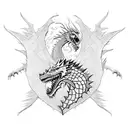 A fierce dragon battling a wolf in a Game of Thrones inspired scene tattoo design idea