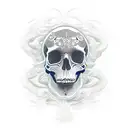 A unique and mesmerizing tattoo design that combines your fascination for skulls and the world of esports, depicting a skull-shaped joystick surrounded by animated eyes and smoke. tattoo design idea