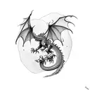 A majestic dragon curled around a stack of books tattoo design idea