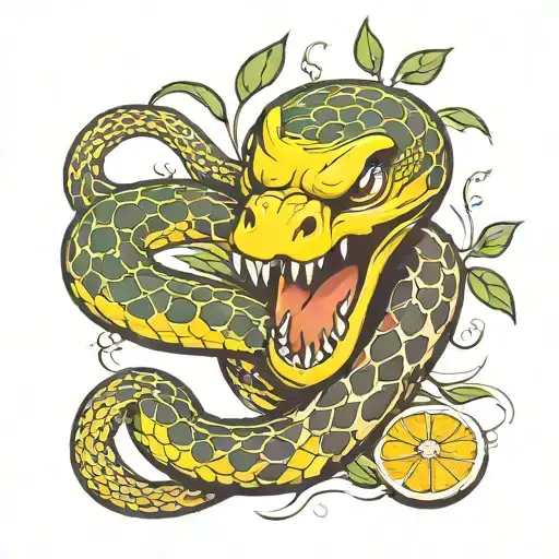 snake eat lemon tattoo design idea