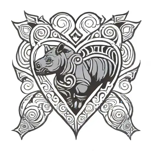 rhino heart   tattoo design idea