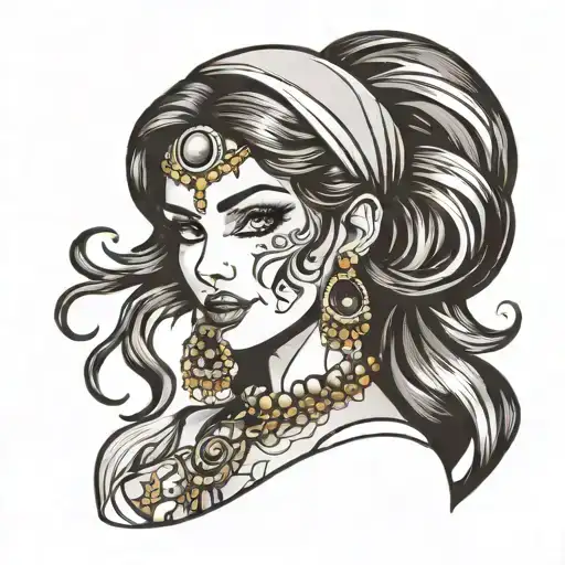 gypsy girl tattoo design idea
