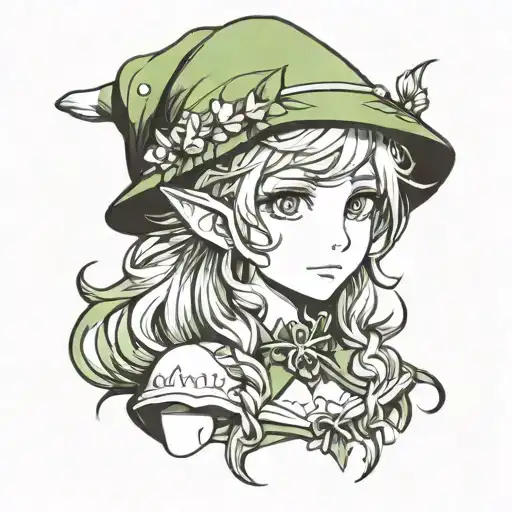 cute elf girl face tattoo design idea