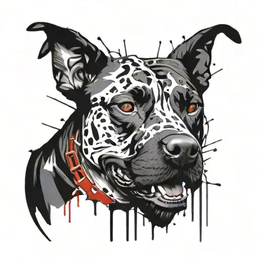 pitbull face inside a thorn crown tattoo design idea