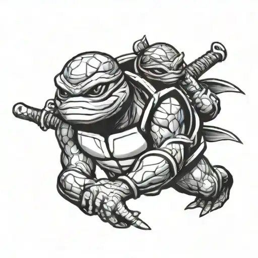 ninja turtle just mask and belts with initials  tattoo design idea