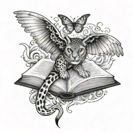 open book, puma, angel, water, fire, cheetah, butterfly, live, death tattoo design idea