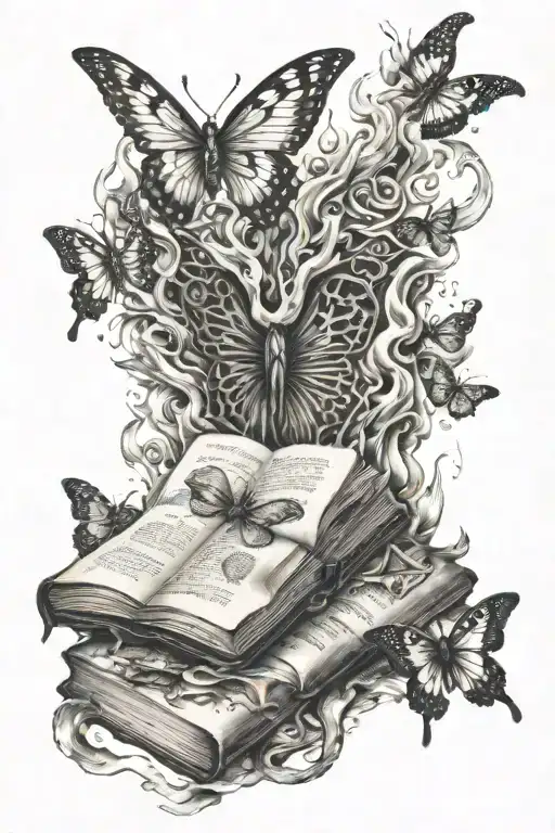 open book, fox, angel, water, fire, cheetah, butterfly, live, death tattoo design idea