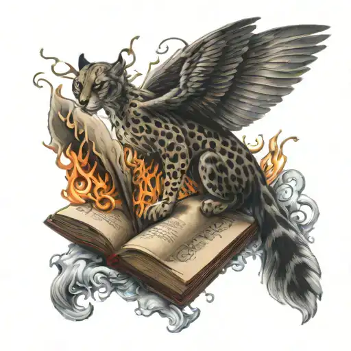 open book, puma, angel, water, fire, cheetah, butterfly, live, death tattoo design idea