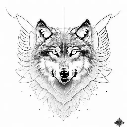 wolf with wings tattoo design idea