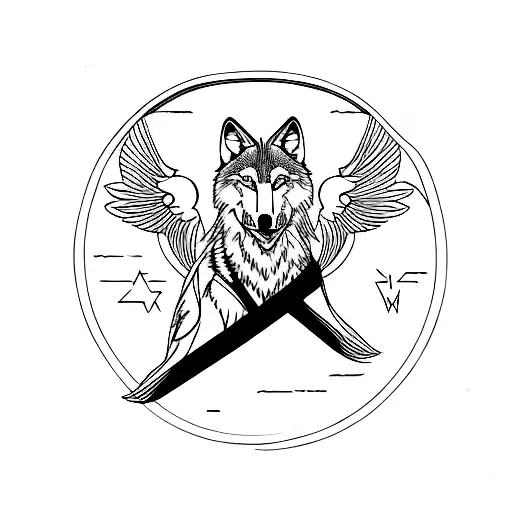 wolf with wings tattoo design idea