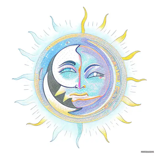 Sun and Moon tattoo design idea
